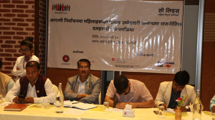 पहिलो हुने निर्वाचन प्रणालीमा महिलाहरुको अर्थपूर्ण सहभागिता हुनुपर्नेमा जोड